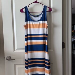 Striped Blue and Orange Sleeveless Dress